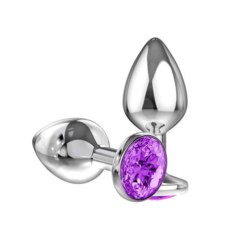 Plug Anal Joia Aco Inox P Iniciante Confortavel Sexo Roxo Sexy Shop