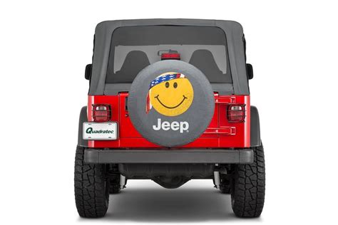 Mopar Jeep Logo Tire Covers in Black Denim with Smiley Face with Smiley ...