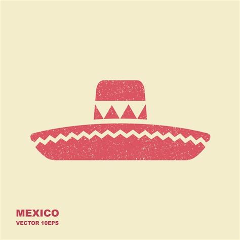 Premium Vector Mexican Sombrero Hat Flat Vector Icon With Scuffed Effect