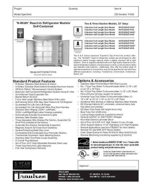 Traulsen Rht Nut Fhs Reach In Refrigerator Two Door