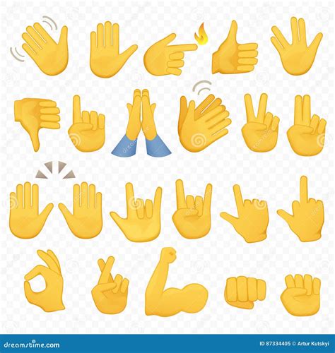 Sistema De Iconos Y De Símbolos De Las Manos Iconos De La Mano De Emoji