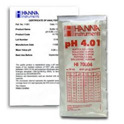 HI 70004C PH 4 01 Buffer Sachets 25 X 20 ML Sachets Certificate Of