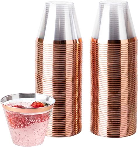 Karrahome 100 Rose Gold Cups 9 Oz Rose Gold Plastic Cups