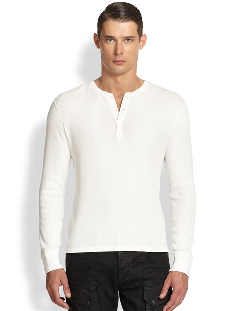 Ralph Lauren Black Label Ribbed Cotton Henley In White For Men Lyst