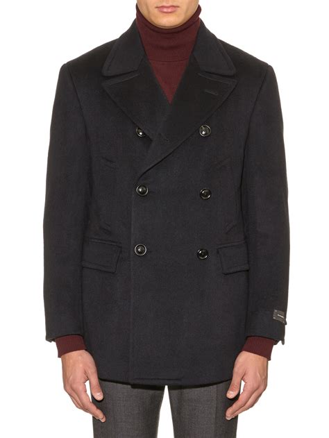 Ermenegildo Zegna Cashmere Pea Coat In Black For Men Lyst