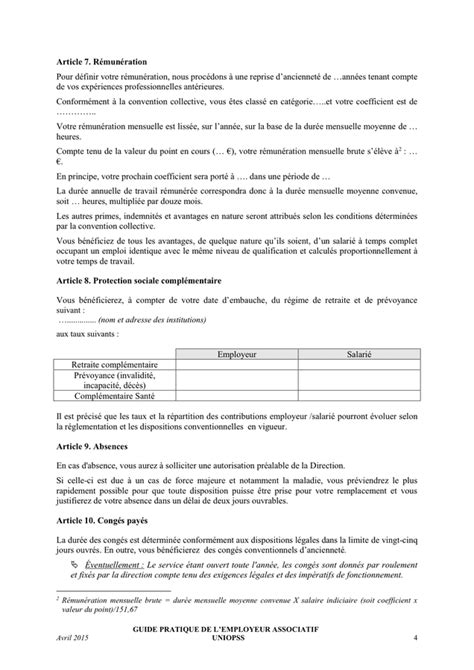 Model De Contrat A Duree Indeterminee A Temps Partiel Modul Non