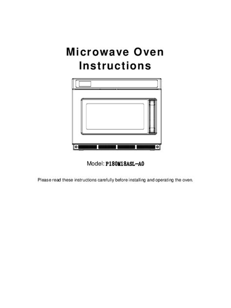 Galanz Microwave Oven P180M18ASL A0 User Manual Guide