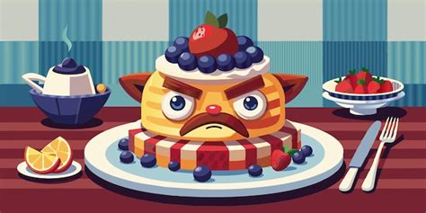 Premium Vector A Cartoon Of A Cake With A Sad Face On It