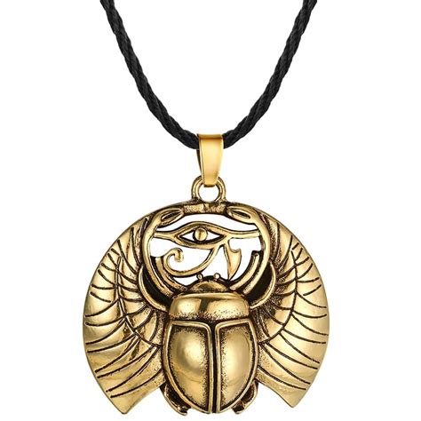 Pendentif Scarab E Egyptien Couleur Or Bijoux Egypte Antique