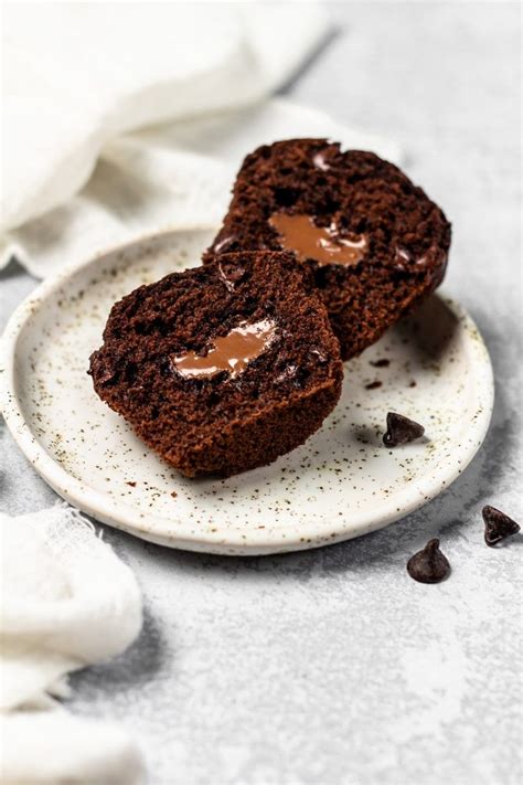 Nutella Stuffed Double Chocolate Muffins Deliciously Moist And Fluffy