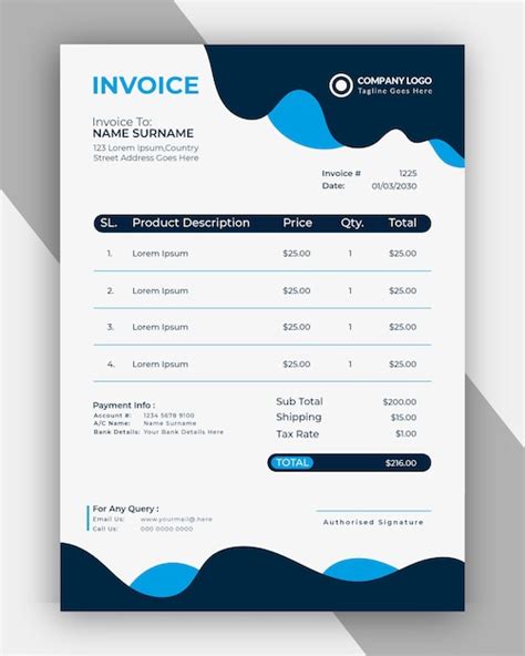 Premium Vector Modern Professional Corporate Invoice Vector Template