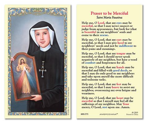 25 Laminated Holy Cards Saint Faustina Divine Mercy My Scriptorium