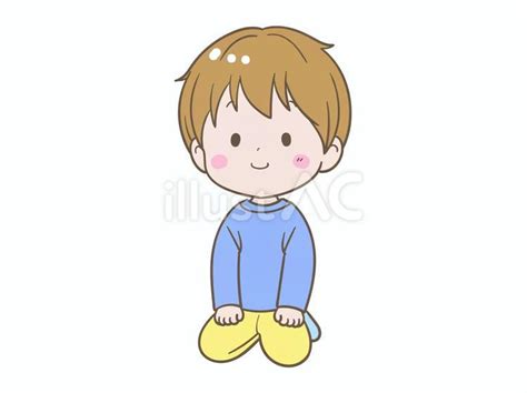 正座をするシンプルな男の子イラスト No 23782157／無料イラストフリー素材なら「イラストac」