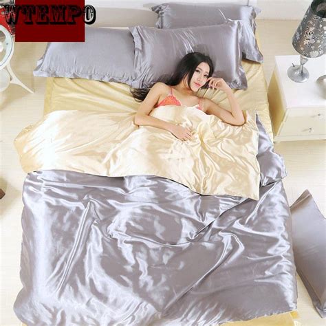 4pieces Luxury Bedding Set Bedspreads Silk Sheets Bed Spread Linen Twin