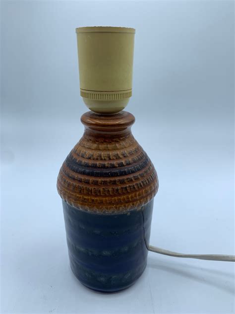 Vintage Brown Blue Ceramic Table Lamp Mid Century Modern Lights Retro ...