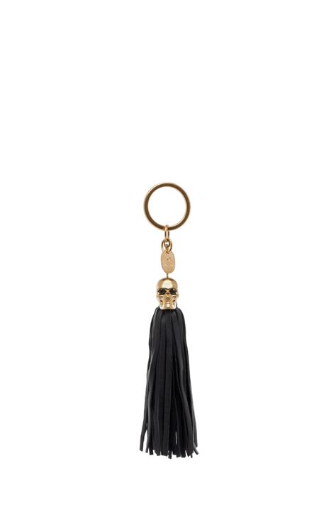 Alexander Mcqueen Tassel Key Ring In Black Fwrd