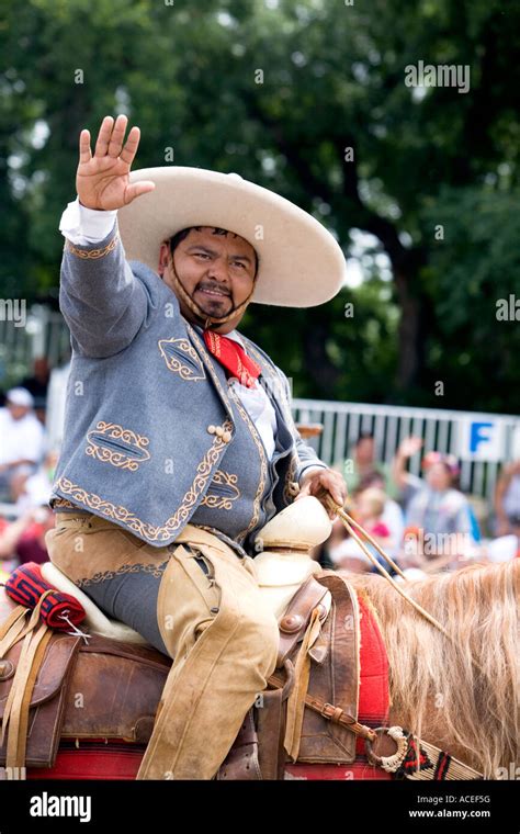 Horse Rider Mexican Sombrero Wave Parade Fiesta Parade San Antonio