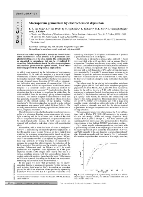 Pdf Macroporous Germanium By Electrochemical Deposition Lydia Bechger