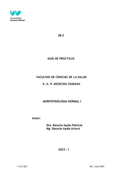 Guia De Practicas Morfofisiologia Normal I Eap Medicina Humana I