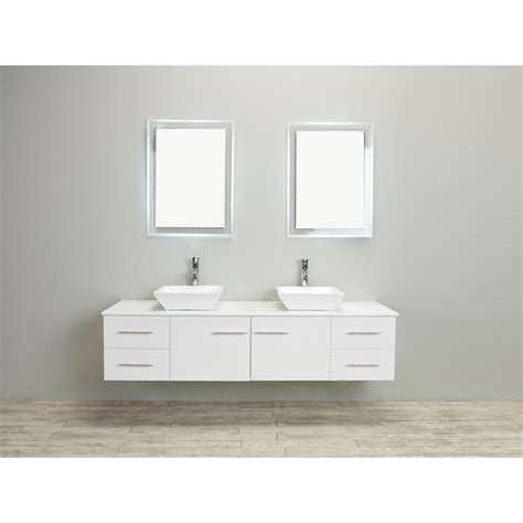 Eviva Totti Wave 60 Inch White Modern Double Sink Bathroom Vanity With