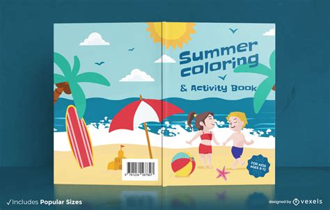 Summer Beach Coloring Book Cover Design Vector Download