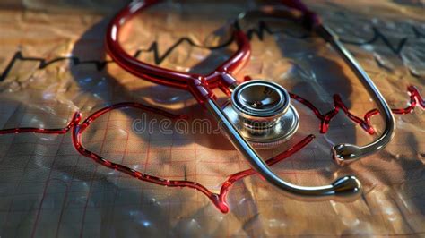 An EKG Stethoscope In The Shape Of A Heartbeat Stock Photo Image Of