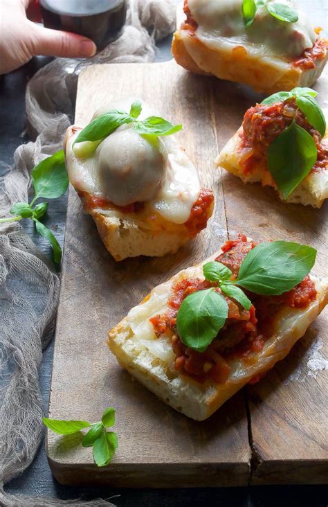 Open Faced Meatball Cheesy Garlic Bread Sandwiches Slider Recipes