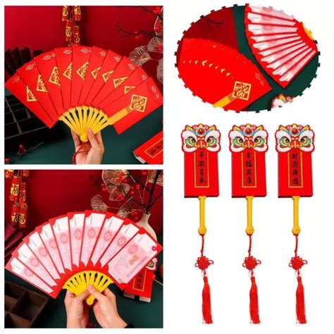 Pc Red Envelope Chinese New Year Dragon Year Money Packet Fan