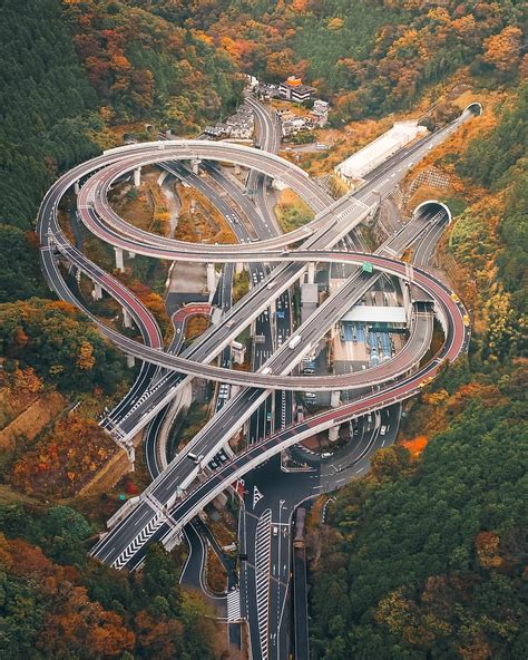 A highway interchange in the Takao Mountain, near Tokyo, Japan : InfrastructurePorn