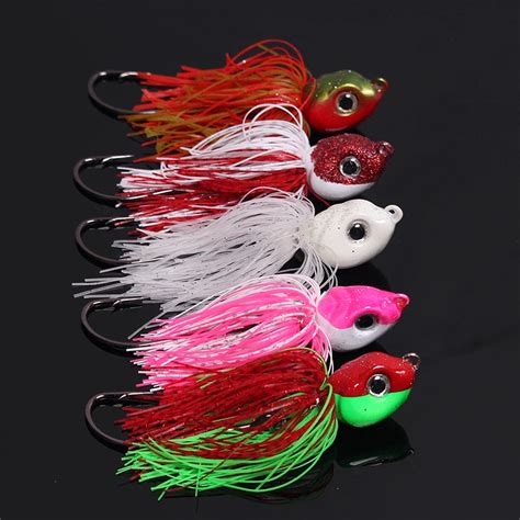 Pcs G G G Rubber Trolling Octopus Skirt Lure Jig Head Hook