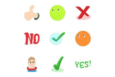 Yes No Button Icons Set Cartoon Style Graphic By Ylivdesign · Creative Fabrica