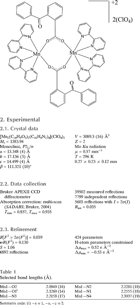 Table From Crystal Structure Of Bis Benzoylbenzoato O O Bis