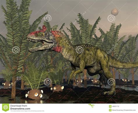 Cryolophosaurus Dinosaur Side View Stock Photo