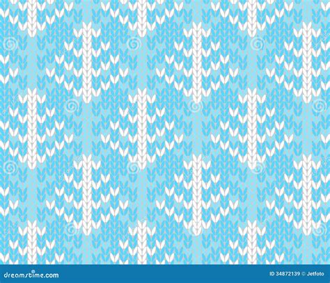 Vector Seamless Knitted Pattern With Trees Stock Vector Illustration