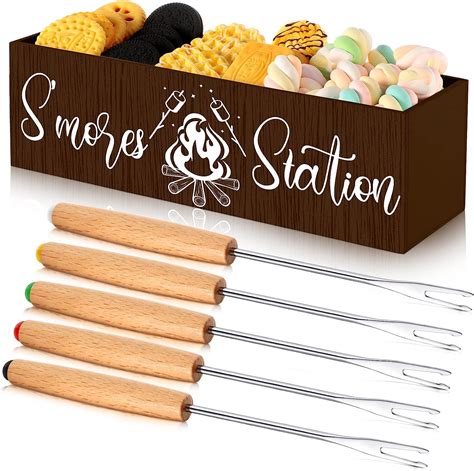 Smores Station Box Wooden Smores Bar Holder Smores Kit