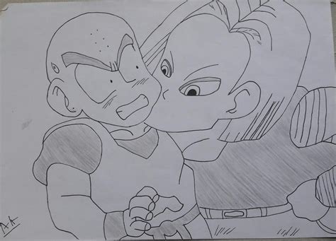 My Childhood Drawings Android 18 Kisses Krillin By Littleazurio On