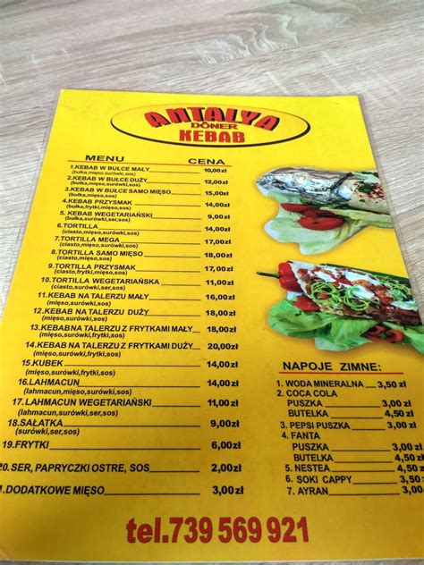 Menu at ANTALYA KEBAB PİZZA pub bar Kluczbork Mickiewicza 17 15