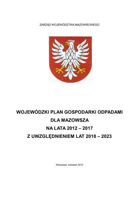 wojewódzki plan gospodarki odpadami dla mazowsza na lata 2012