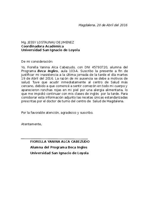 Modelo Carta Justificacion 2020 Idea E Inspiración