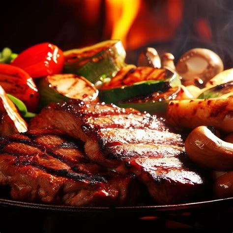 Premium Ai Image Grilled Meat And Vegetables