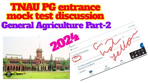 Tnau Pg Entrance 2024 General Agriculture Mock Test Questions