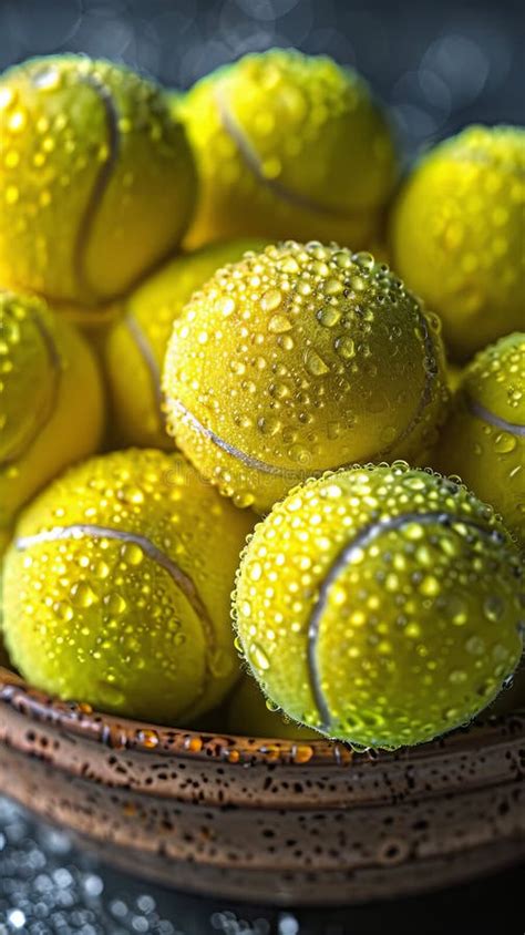 Pile Of Tennis Balls On Table Stock Image Image Of Leisure