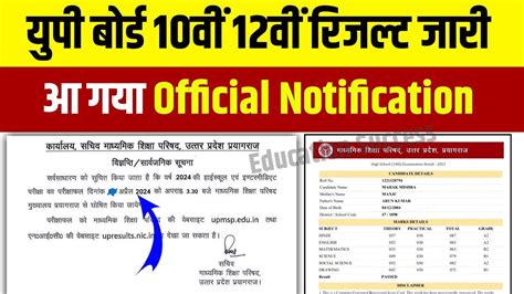 Up Board Result 2024 यूपी बोर्ड 10वीं 12वीं रिजल्ट जारी जल्द चेक करें Direct Link Up Scholarship