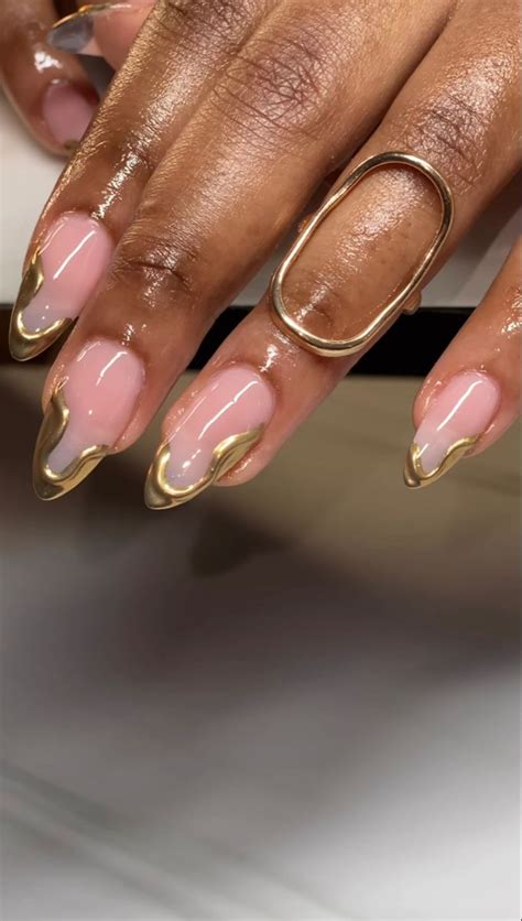 Gold Chrome Nails Gold Acrylic Nails Classy Acrylic Nails Silver