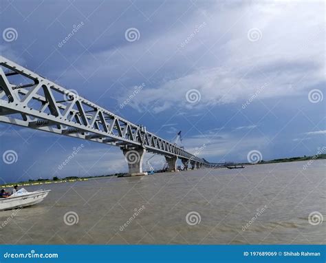 The Construction of Padma Bridge on River Padma in Bangladesh. Stock ...