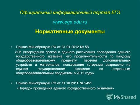 Презентация на тему: "Основные положения и порядок проведения ЕГЭ ...