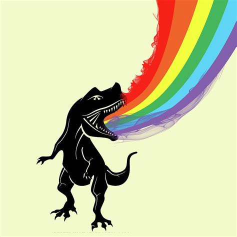 Rainbow Dinosaur Is A Piece Of Digital Artwork By Mark Ashkenazi Which