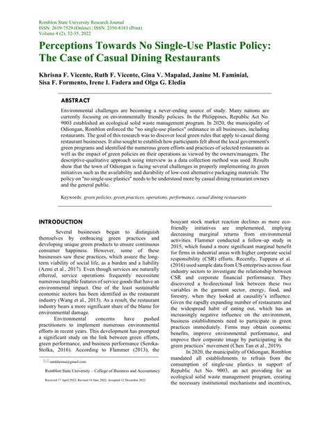 Pdf Perceptions Towards No Single Use Plastic Policy The Case Of