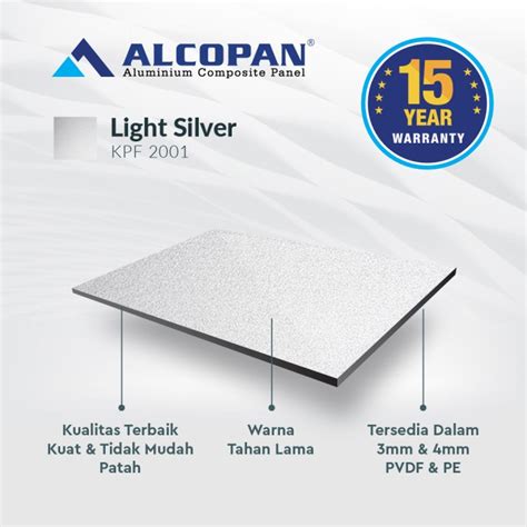 Jual Acp Aluminium Composite Panel Alcopan Light Silver Pe 3Mm 089