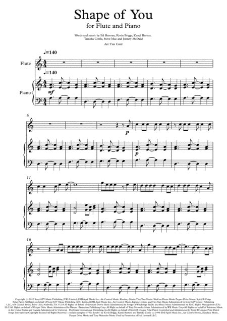 Shape Of You By Ed Sheeran Flute Solo Digital Sheet Music Sheet Music Plus